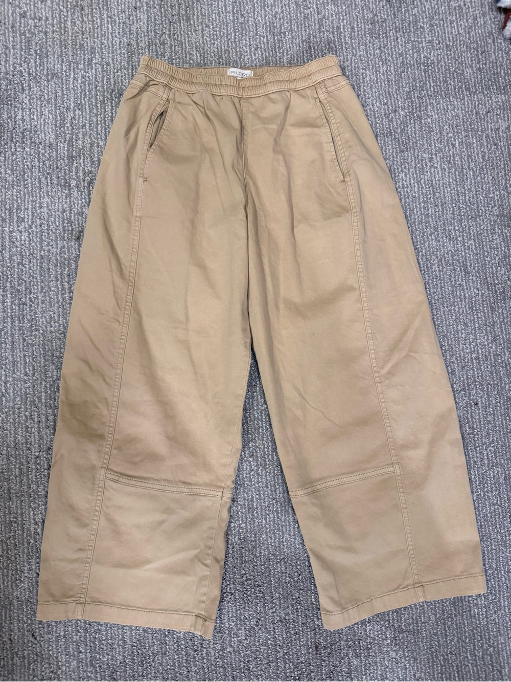 Pilcro Anthropologie Khaki Pull On Wide Leg Utility Pants Size S